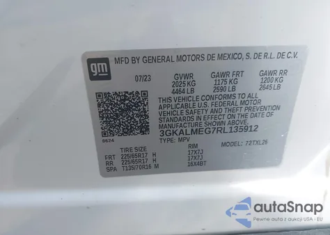 2024 GMC Terrain Fwd Sle из США, поврежденный, VIN 3GKALMEG7RL135912